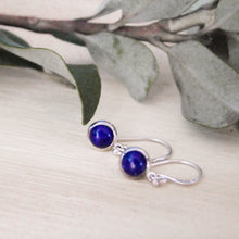 Load image into Gallery viewer, Lapis Small Silver Earrings | 925 Sterling Silver
