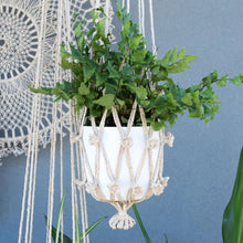 Load image into Gallery viewer, Our macrame plant hangers are designed to display your indoor plants with unique flair. flower plant hanger. jute plant hanger. macrame plant hanger. hanging plants. 
