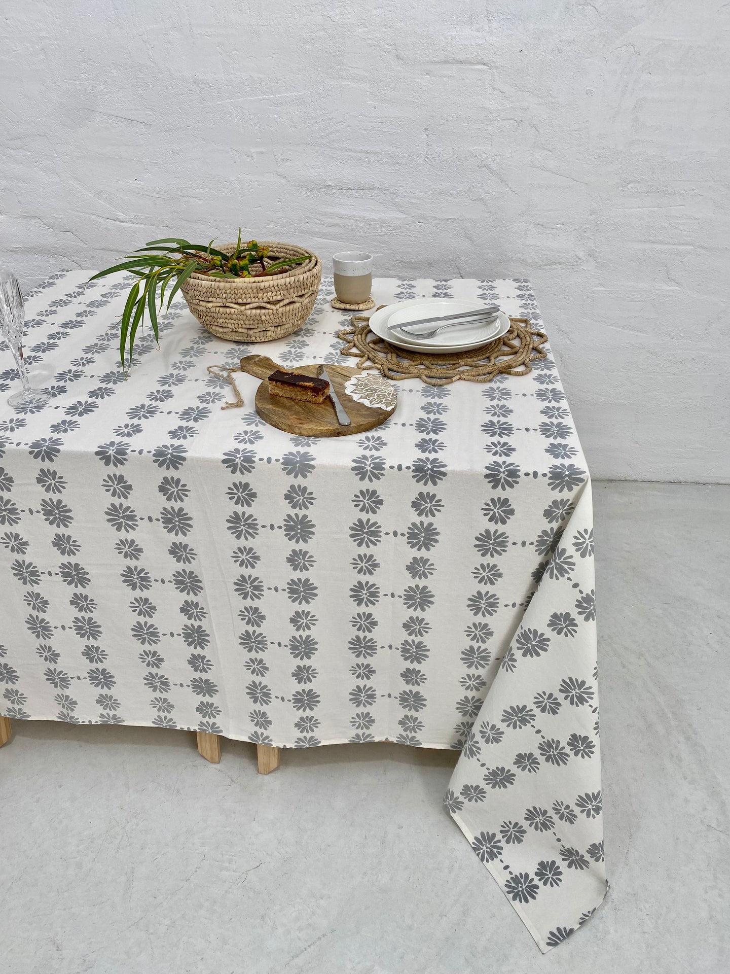 Geraldton Wax Organic Cotton Tablecloth in Grey