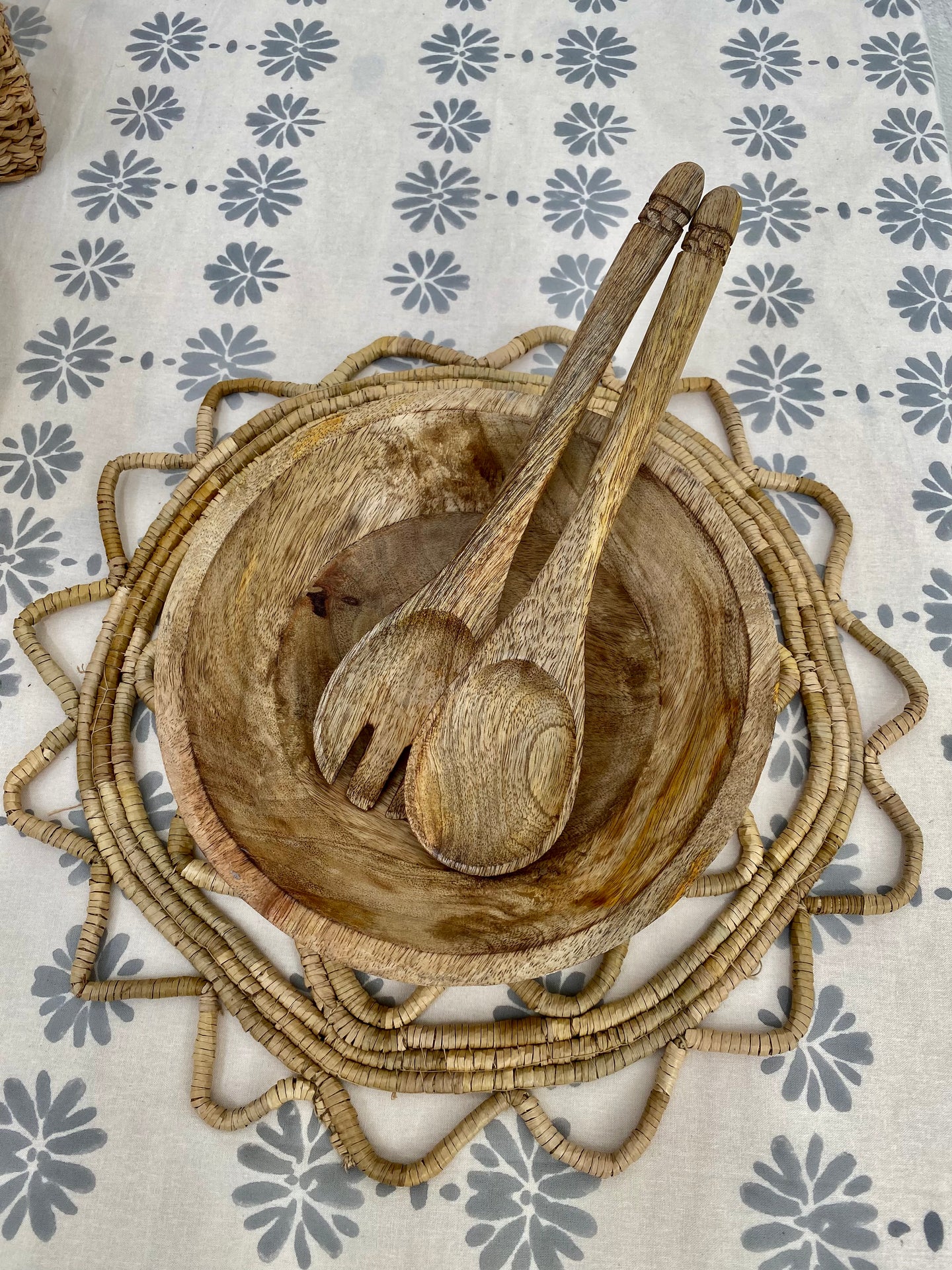 Tribal Carved Mango Wood Bowl