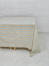 Load image into Gallery viewer, Linen Organic Cotton Tablecloth in Sky Blue &amp; Sand
