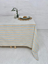 Load image into Gallery viewer, Linen Organic Cotton Tablecloth in Sky Blue &amp; Sand
