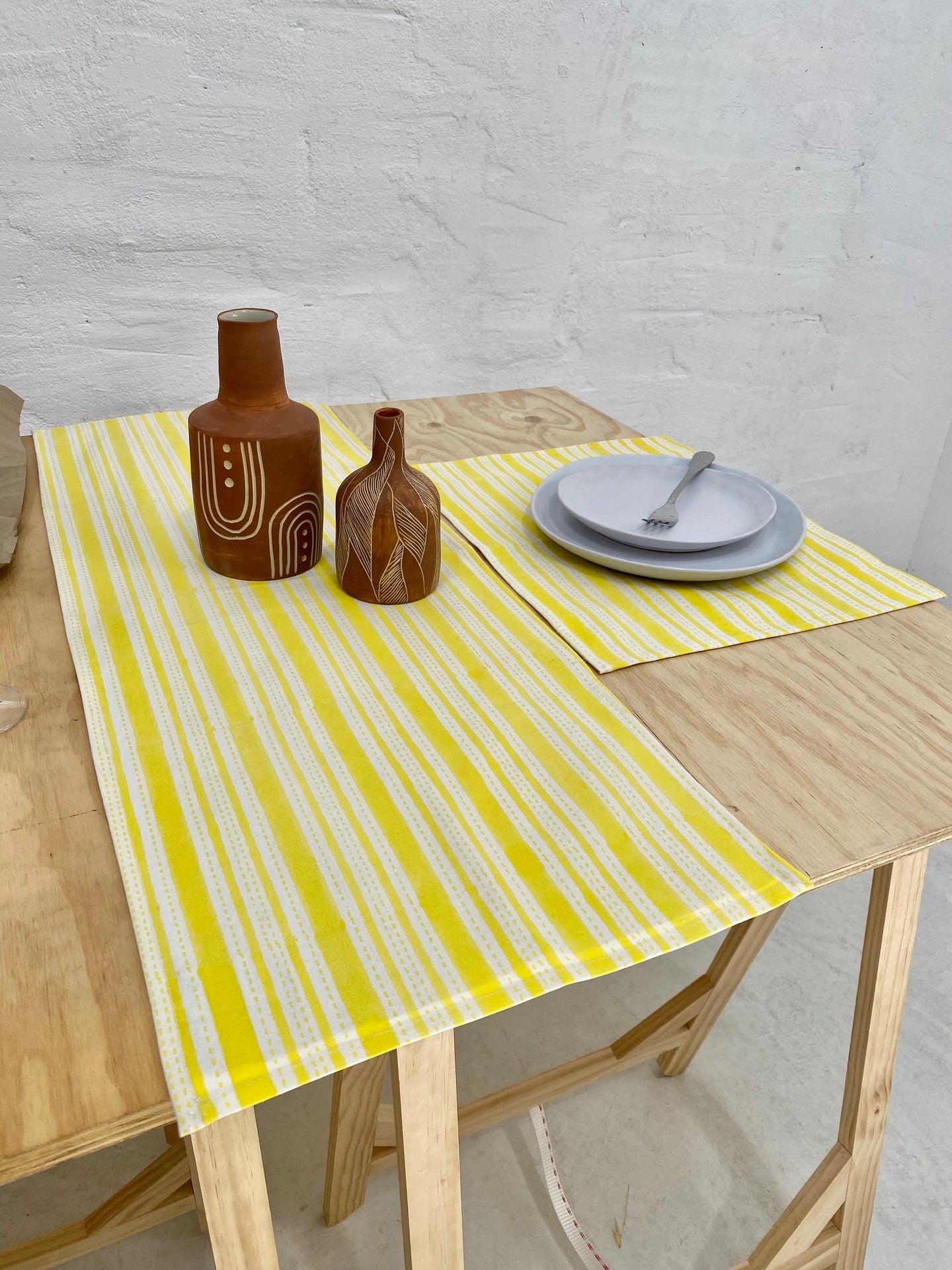 Linen 100% Cotton Table Runner in Yellow