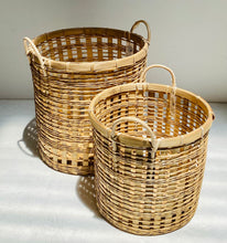 Load image into Gallery viewer, Jute &amp; Bamboo Woven Baskets - Set of 2
