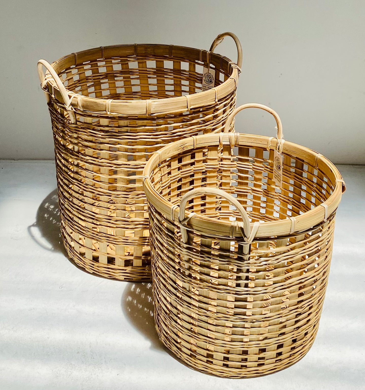 Jute & Bamboo Woven Baskets - Set of 2