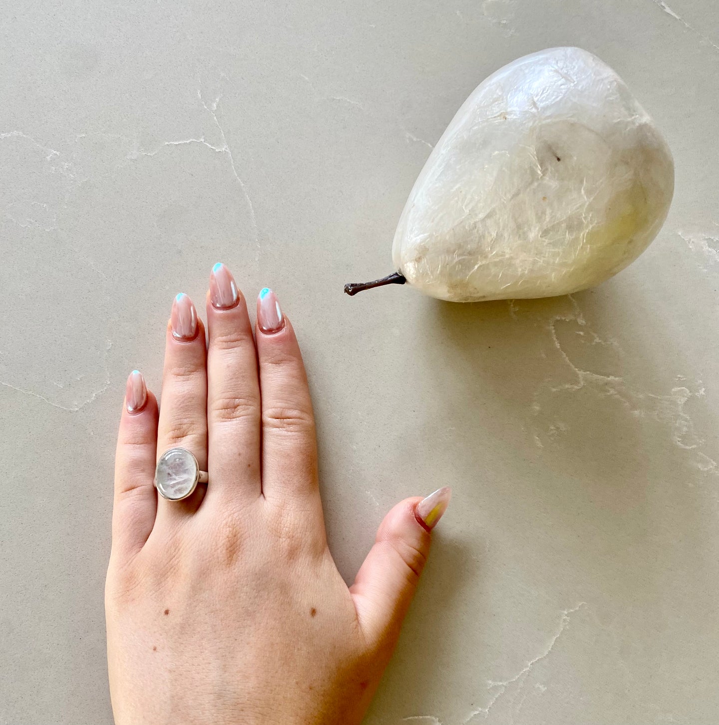 Large Oval Moonstone Silver Ring | 925 Sterling Silver