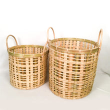 Load image into Gallery viewer, Jute &amp; Bamboo Woven Baskets - Set of 2
