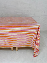 Load image into Gallery viewer, Linen Organic Cotton Tablecloth in Ochre &amp; Pink
