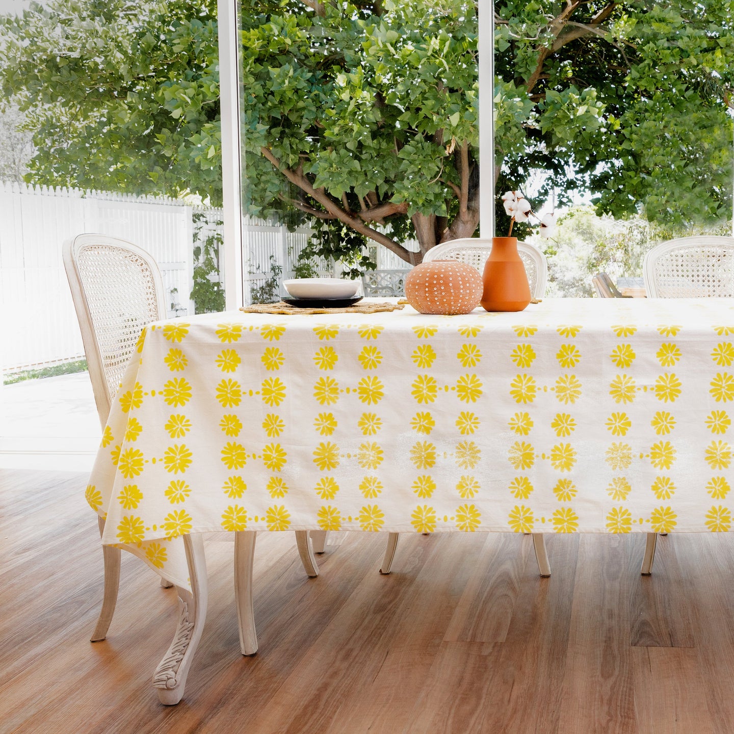 Geraldton Wax Organic Cotton Tablecloth in Yellow