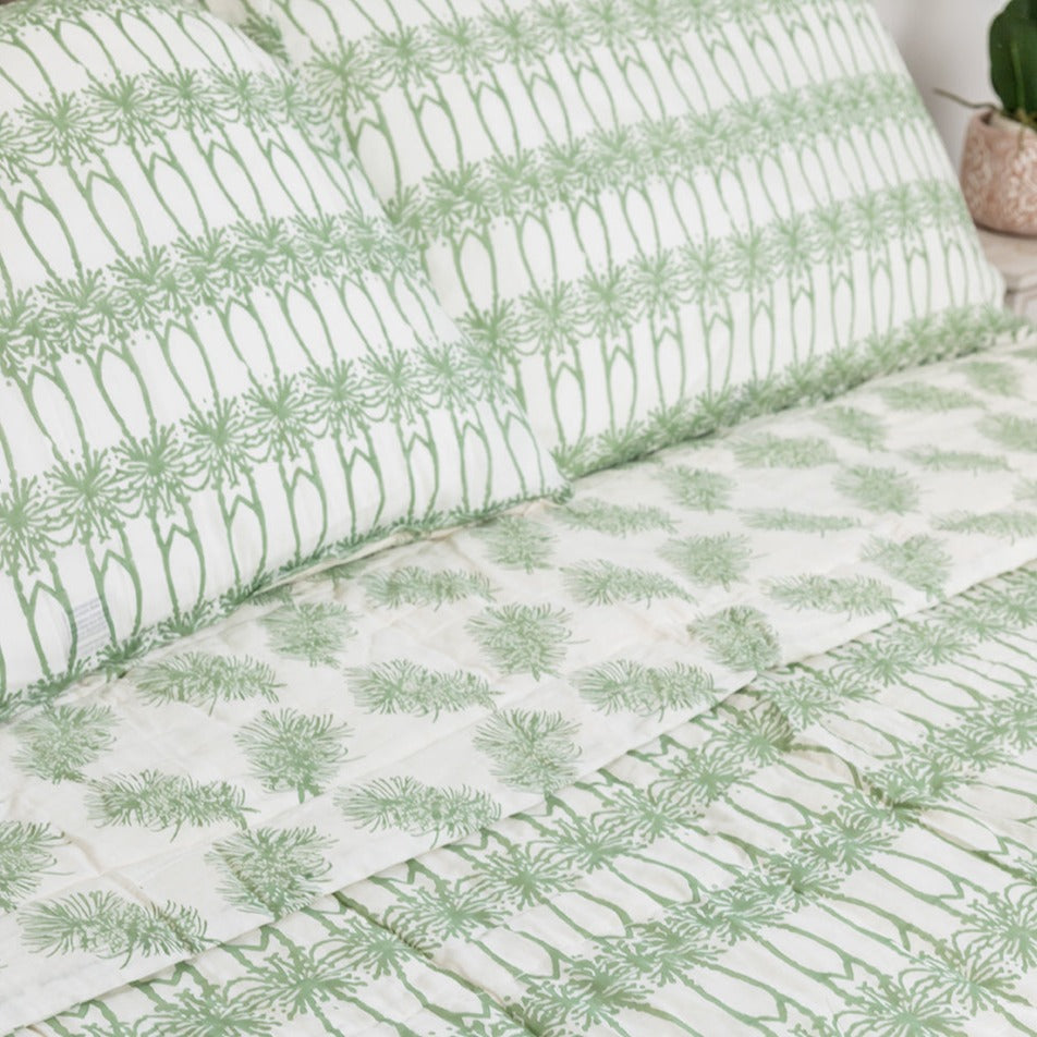 Deco & Bottlebrush Organic Cotton Pillowcases in Sage