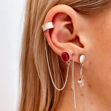 Load image into Gallery viewer, Ruby Stud Earrings with Silver Cuff &amp; Chain | Sterling silver 925
