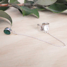 Load image into Gallery viewer, Jade Stud Earrings with Silver Cuff &amp; Chain| Sterling silver 925
