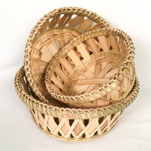 Load image into Gallery viewer, Woven Cross Design Bamboo Nesting Bowls - Set of 3
